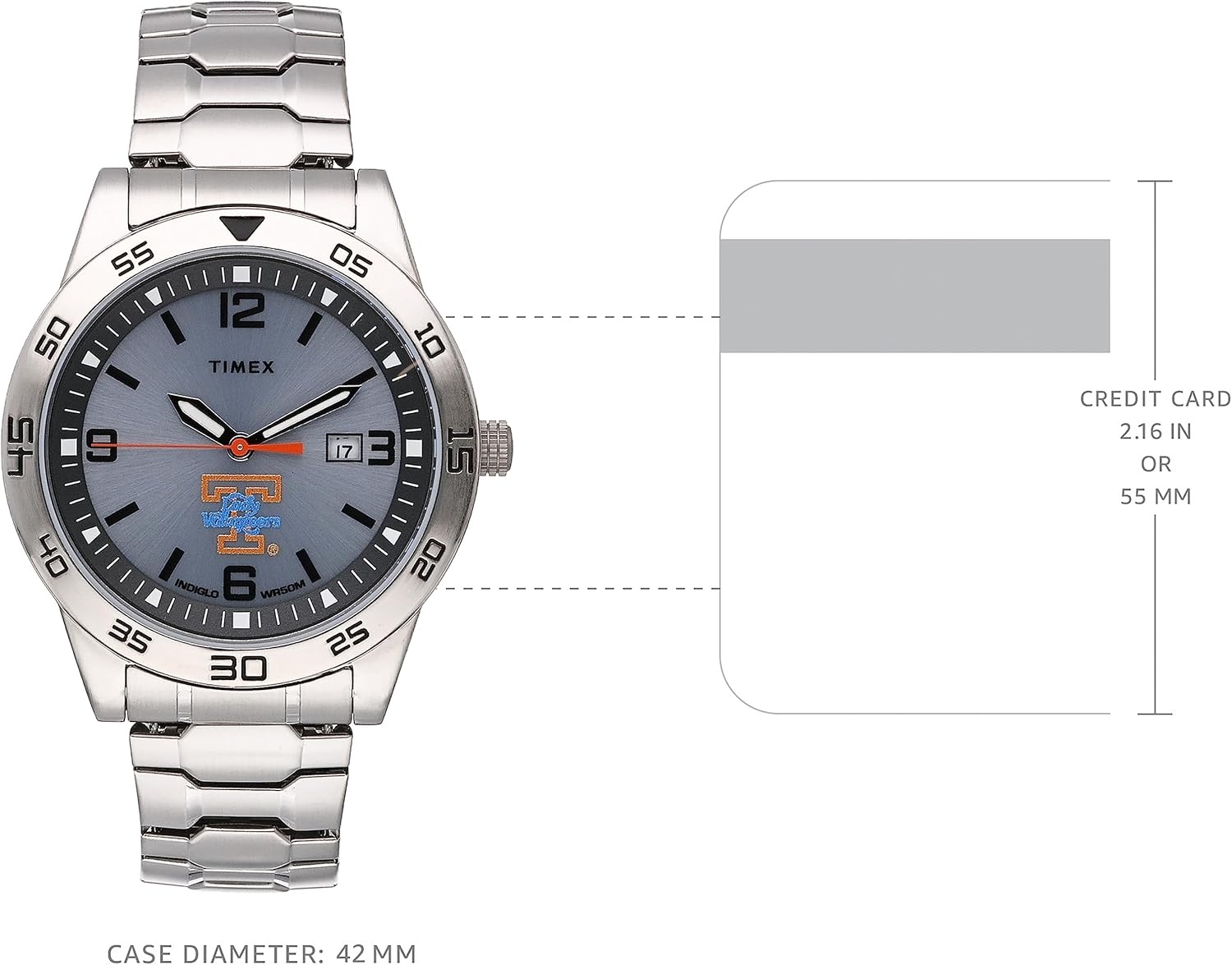 image:imageTimex Tribute Mens Citation 42mm Quartz Watch with Stainless Steel StrapTennessee Lady Volunteers