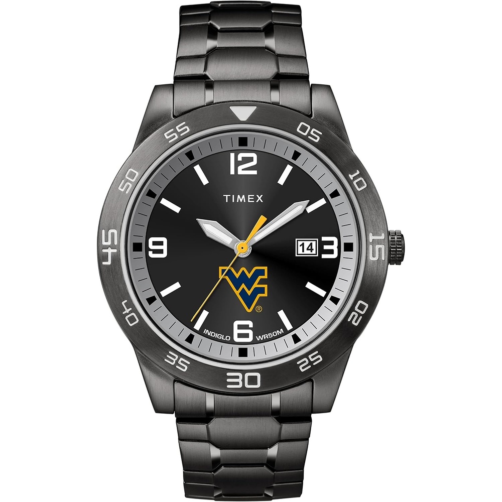 image:imageTimex Tribute Mens Acclaim 42mm Quartz Watch with Stainless Steel StrapWest Virginia Mountaineers