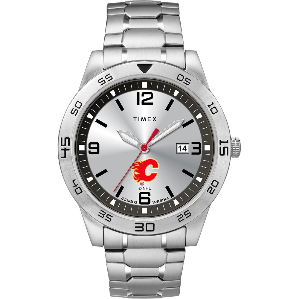 image:imageTimex Tribute Mens Citation 42mm Quartz Watch with Stainless Steel StrapCalgary Flames