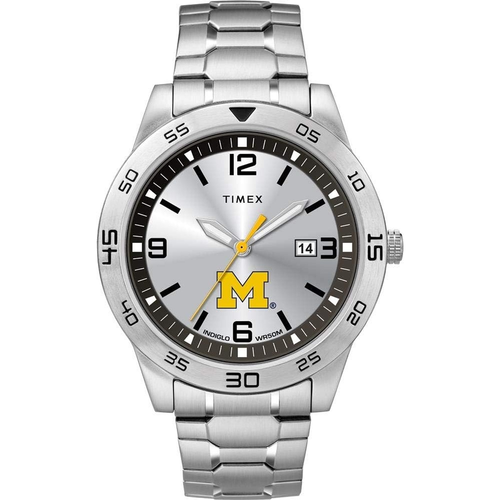 image:imageTimex Tribute Mens Citation 42mm Quartz Watch with Stainless Steel StrapMichigan Wolverines