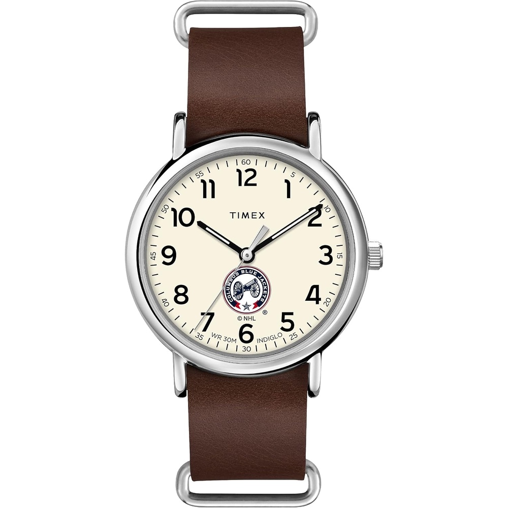 image:imageTimex Tribute Mens NHL Weekender 40mm Quartz Leather StrapColumbus Blue Jackets