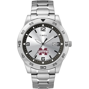 Timex Tribute Men’s Citation 42mm Quartz Watch with Stainless Steel Strap(Mississippi State Bulldogs)