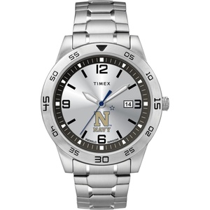 Timex Tribute Men’s Citation 42mm Quartz Watch with Stainless Steel Strap(Navy Midshipmen)