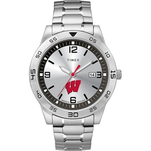 Timex Tribute Men’s Citation 42mm Quartz Watch with Stainless Steel Strap(Wisconsin Badgers)