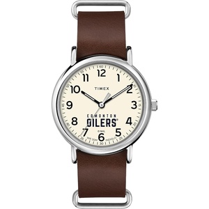 Timex Tribute Men’s NHL Weekender 40mm Quartz Leather Strap(Edmonton Oilers)