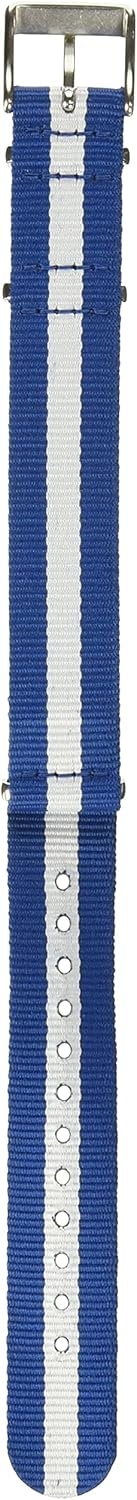 image:imageTimex 18mm DoubleLayered Nylon SlipThru StrapBlueWhite Stripe