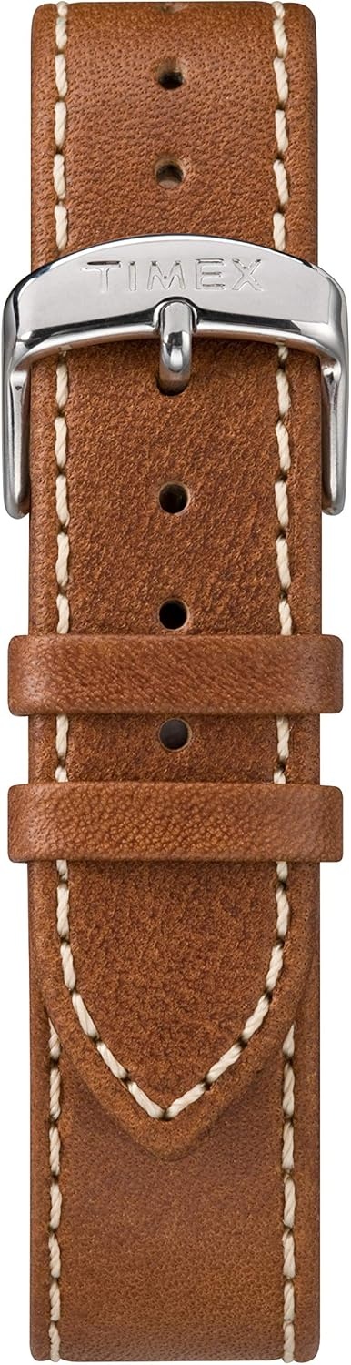 image:imageTimex 20mm Genuine Leather Strap Dark Brown with SilverTone BuckleBrownSilverTone