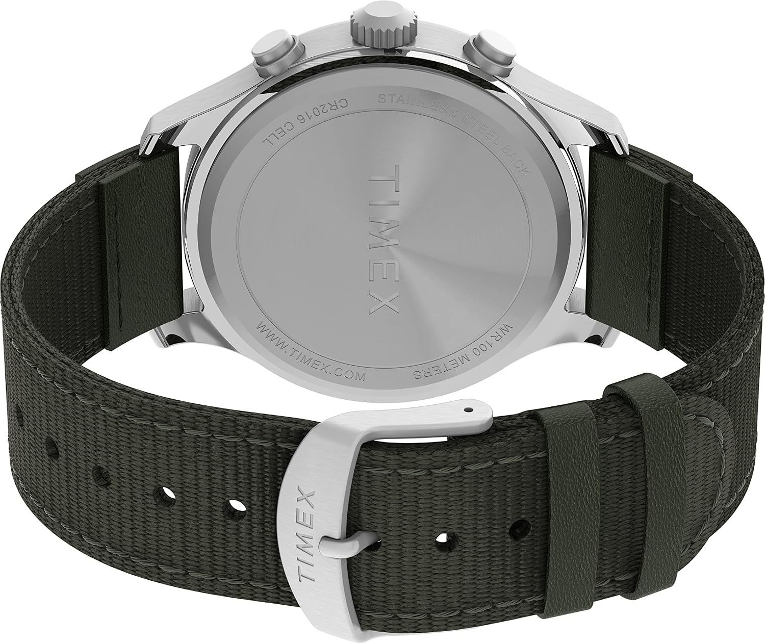 image:imageTimex Expedition Field Chronograph 43mm Mens Analog Watch INDIGLO Backlight Durable Comfortable Adjustable Strap Rugged Outdoor Watch 100M Water ResistanceGreenBlackSilver