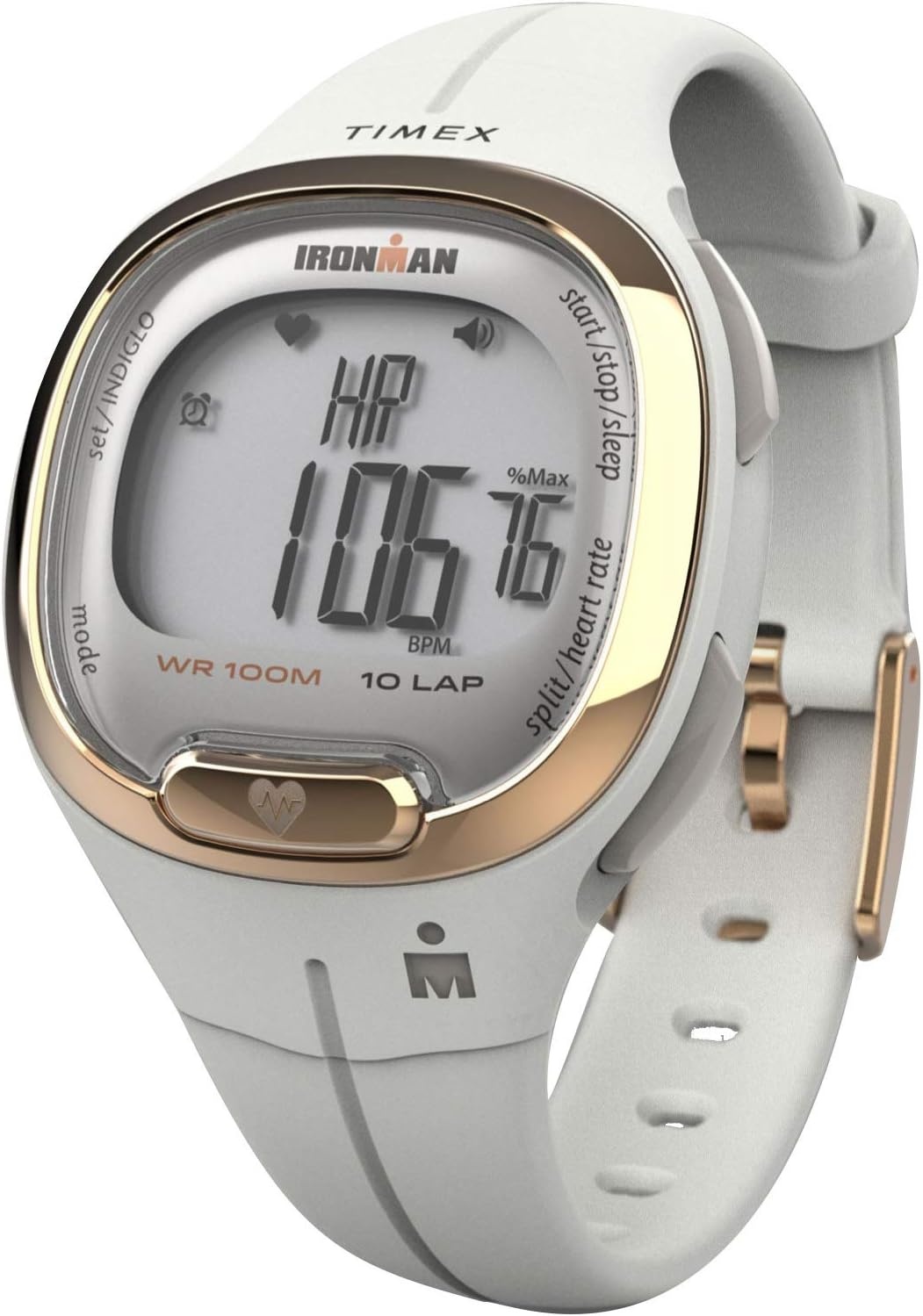 image:imageTimex Ironman Triathlon Transit Watch with Activity Tracking amp Heart Rate 33mmWhiteRose GoldTone