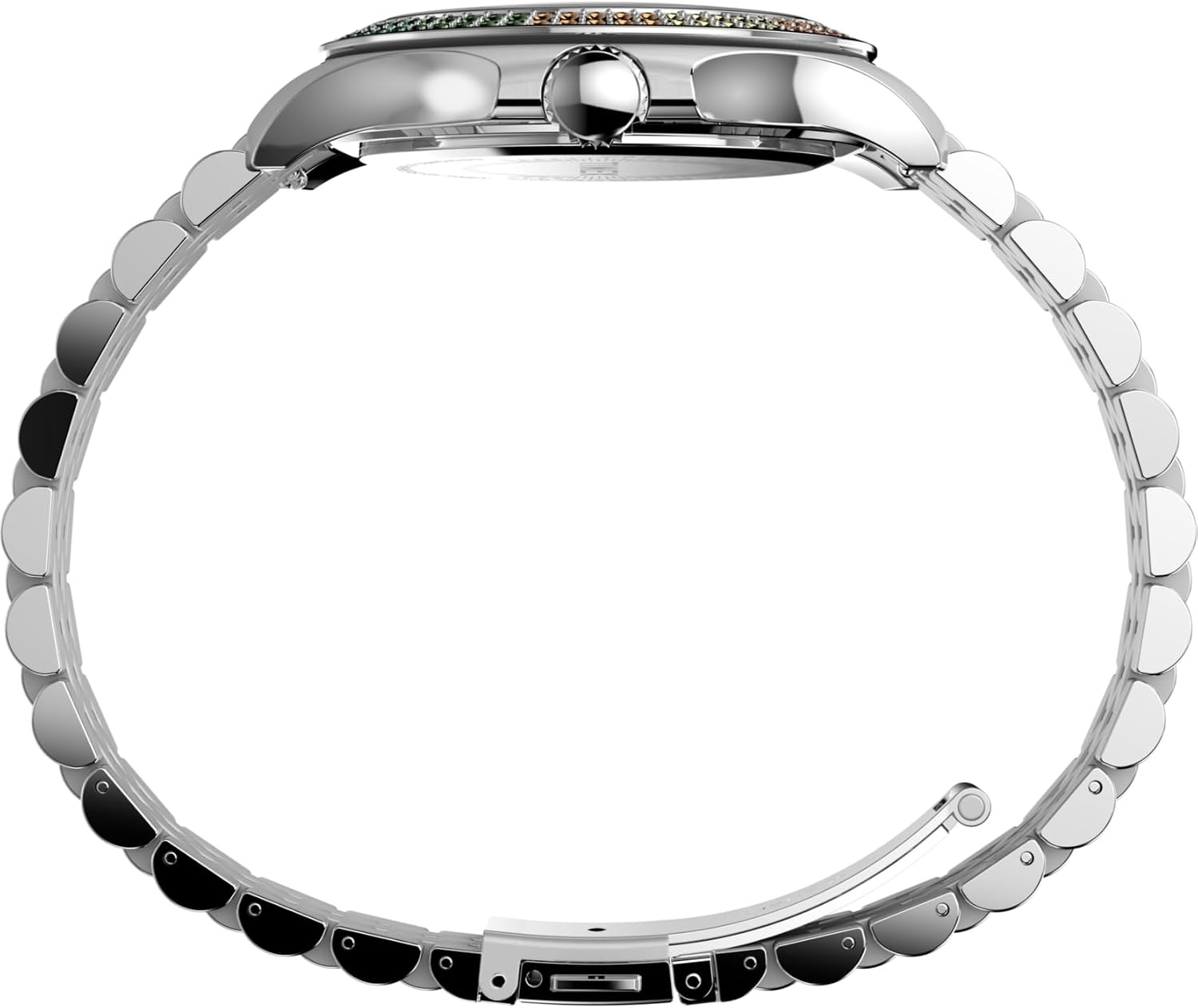 image:imageTimex Kaia 40mm Womens Analog Watch Baguette Crystal Markers Stylish Modern Design 50M Water ResistanceSilverToneSilverToneSilverTone