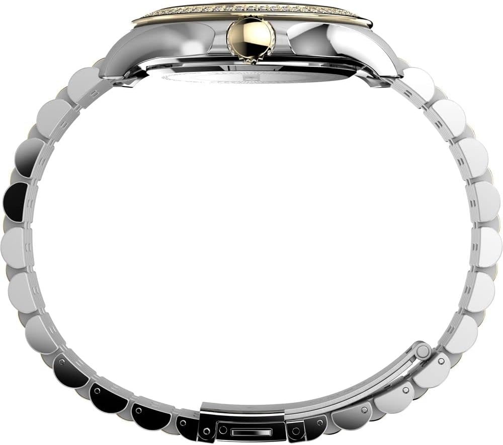 image:imageTimex Kaia 40mm Womens Analog Watch Baguette Crystal Markers Stylish Modern Design 50M Water ResistanceTwoToneSilverToneGem Stones