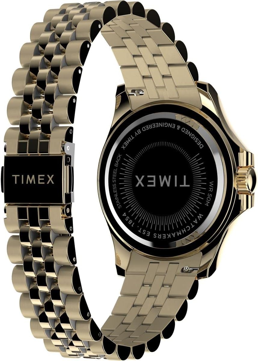 image:imageTimex Kaia 40mm Womens Analog Watch Baguette Crystal Markers Stylish Modern Design 50M Water ResistanceTwoToneWhiteRainbow