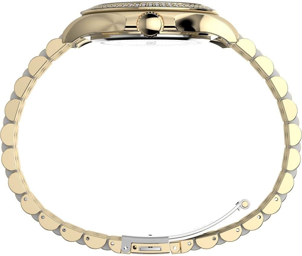 image:imageTimex Kaia 40mm Womens Analog Watch Baguette Crystal Markers Stylish Modern Design 50M Water ResistanceTwoToneWhiteRainbow
