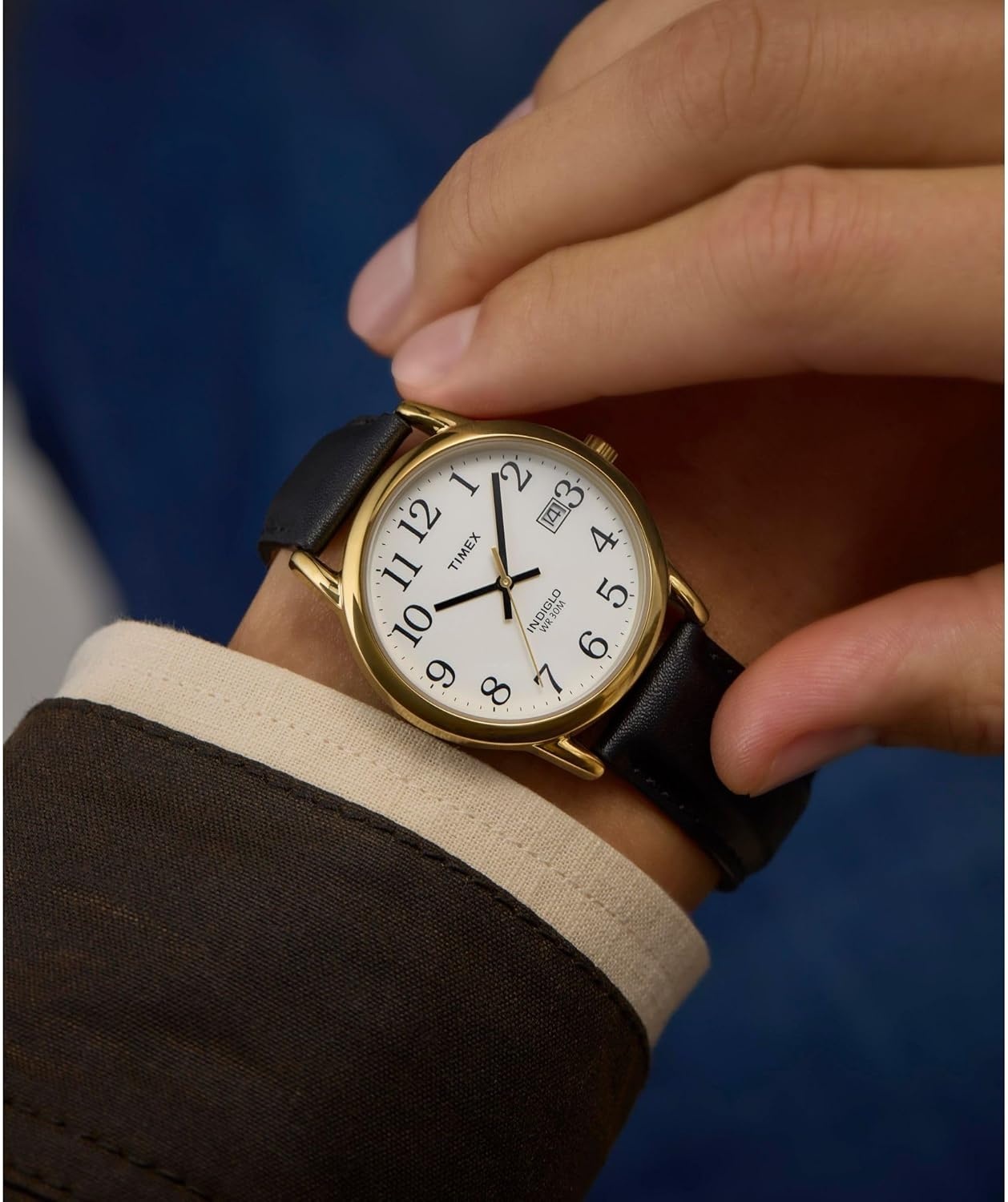 image:imageTimex Mens Easy Reader WatchBlackGoldToneWhite35mm