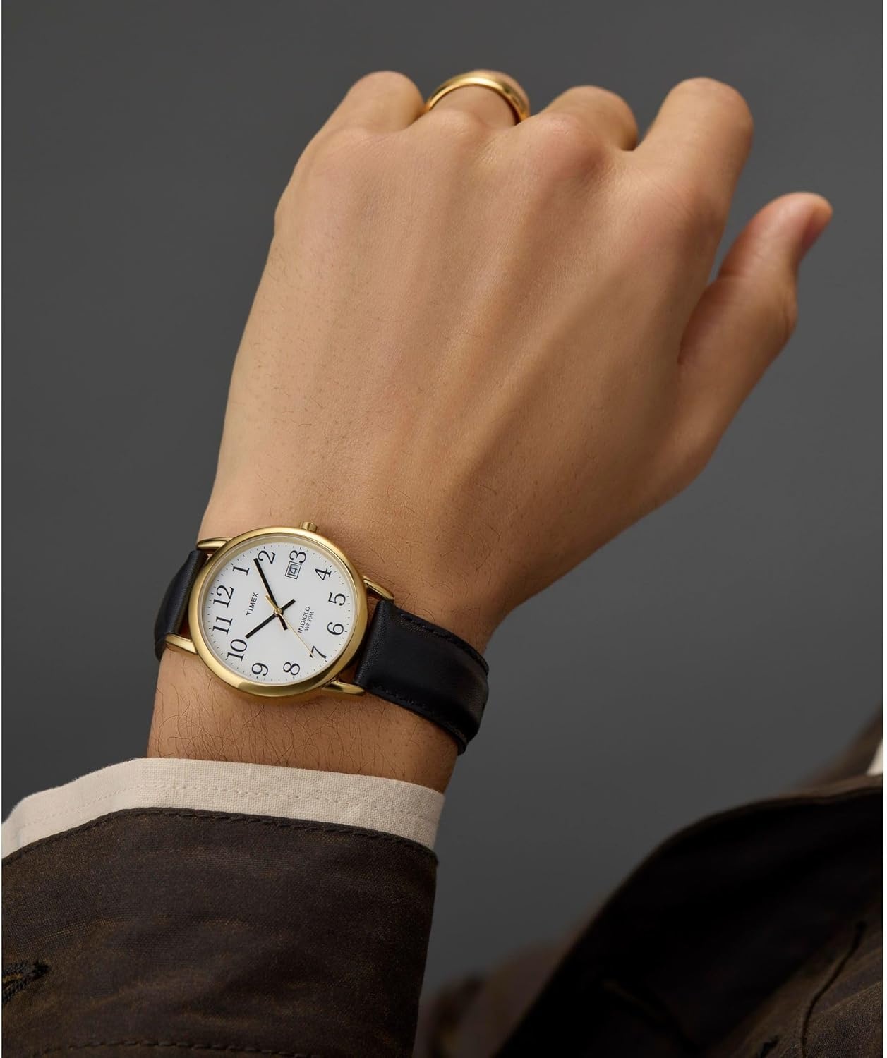 image:imageTimex Mens Easy Reader WatchBlackGoldToneWhite35mm