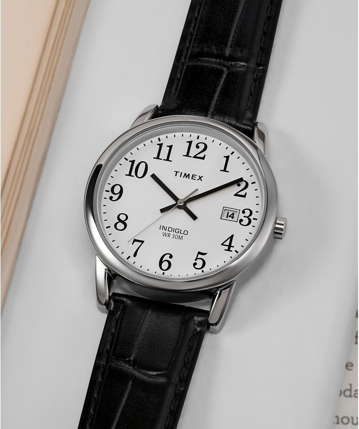 image:imageTimex Mens Easy Reader WatchBlackSilverToneWhite