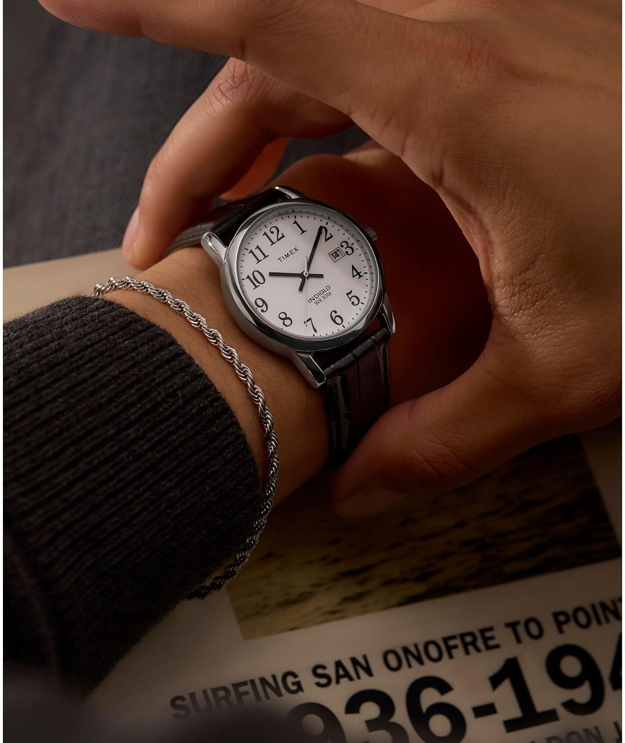 image:imageTimex Mens Easy Reader WatchBlackSilverToneWhite