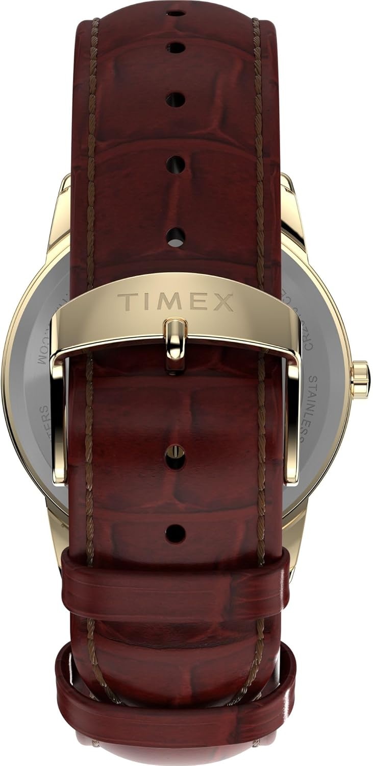 image:imageTimex Mens Easy Reader WatchBrownGoldToneWhite