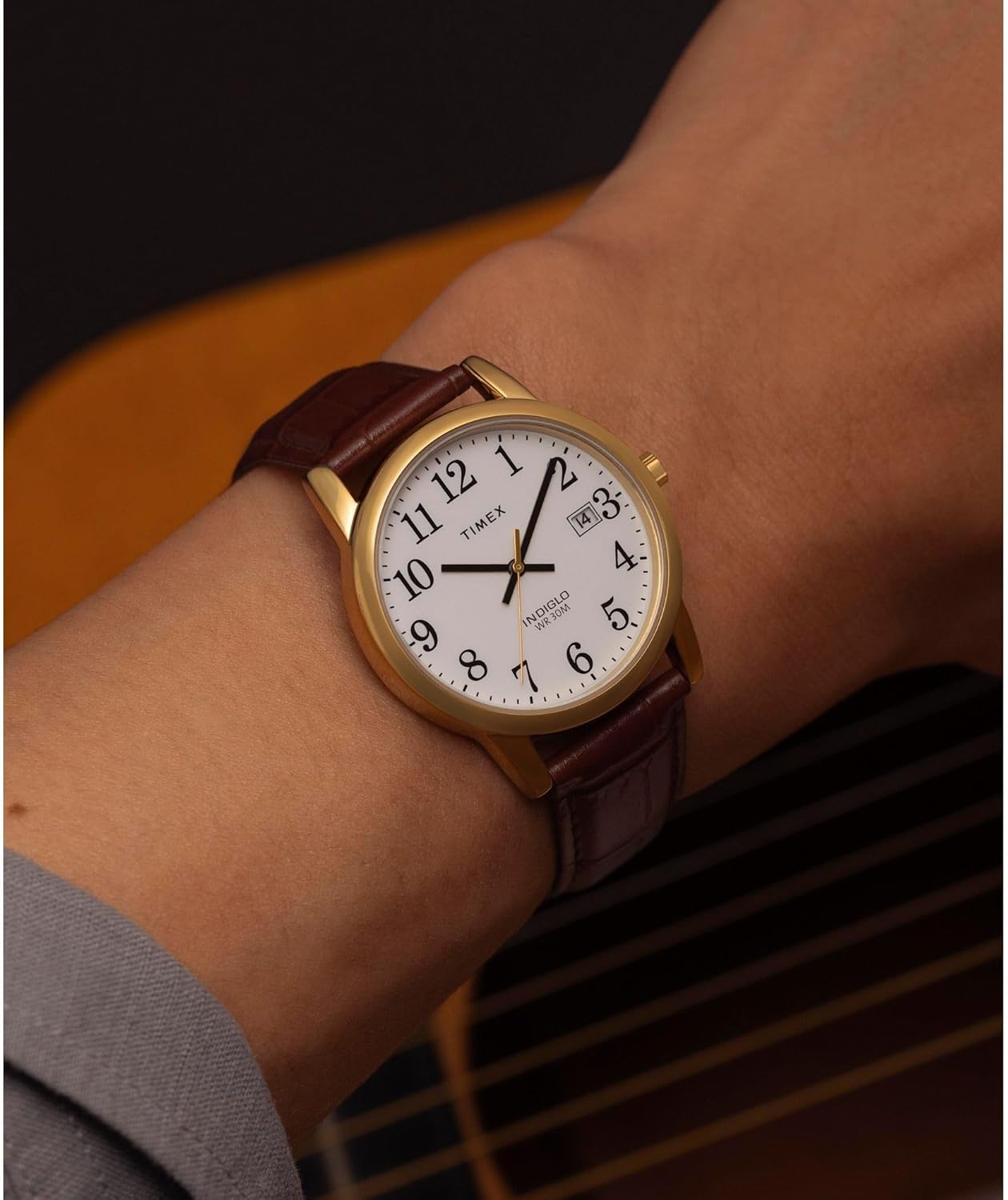 image:imageTimex Mens Easy Reader WatchBrownGoldToneWhite