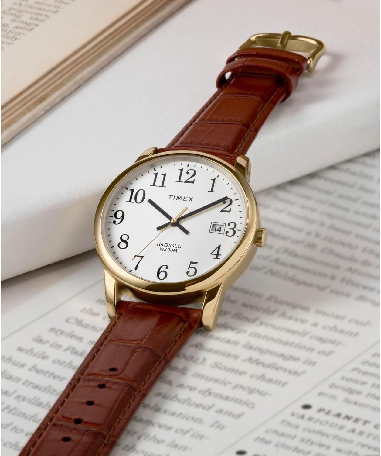 image:imageTimex Mens Easy Reader WatchBrownGoldToneWhite
