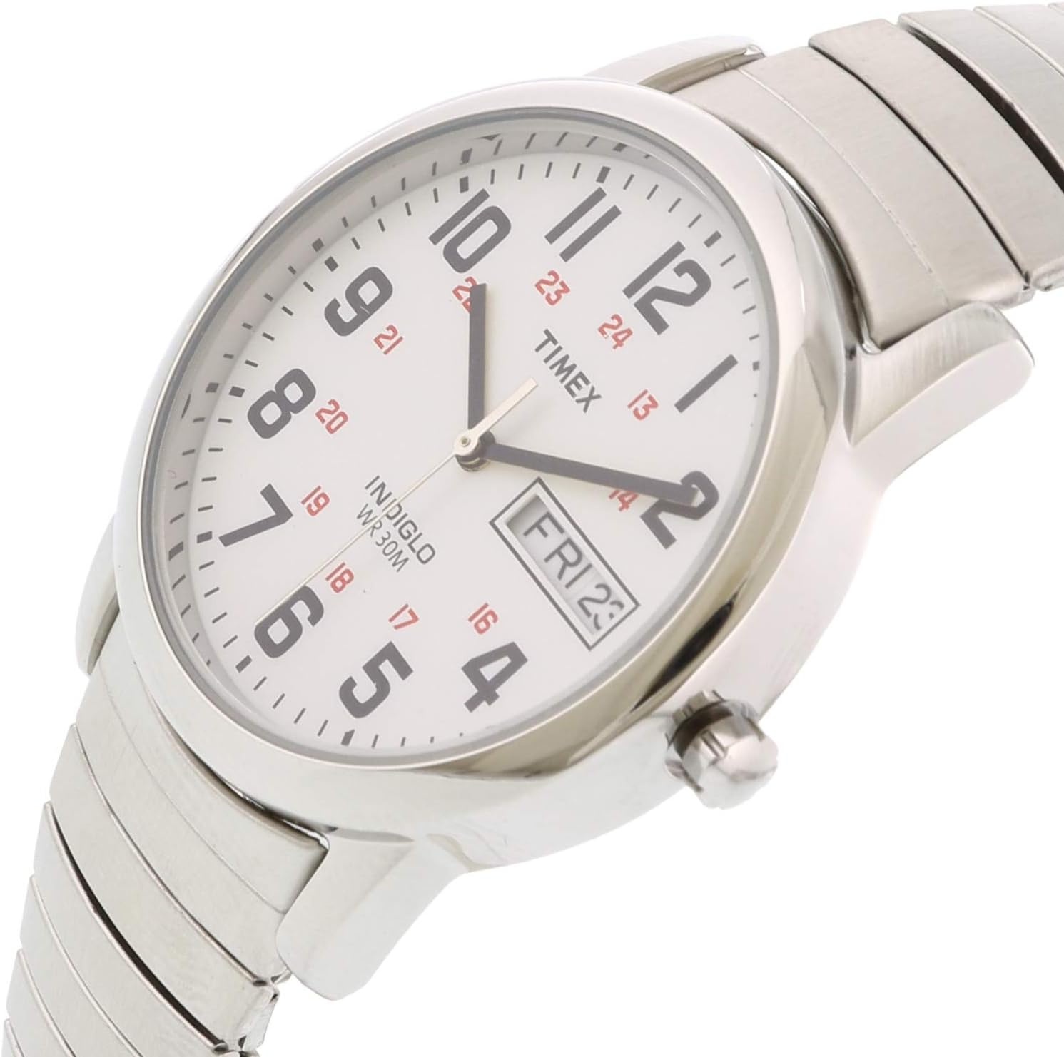 image:imageTimex Mens Easy Reader WatchStainless SteelSilverToneWhite35mm