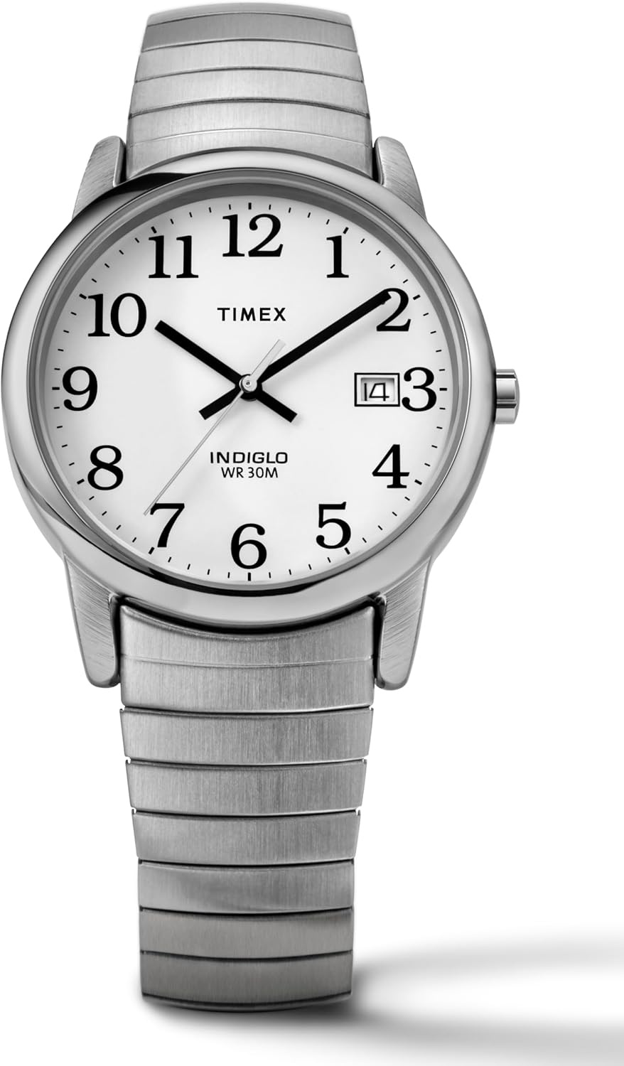 image:imageTimex Mens Easy Reader WatchStainless SteelSilverToneWhiteD35mm