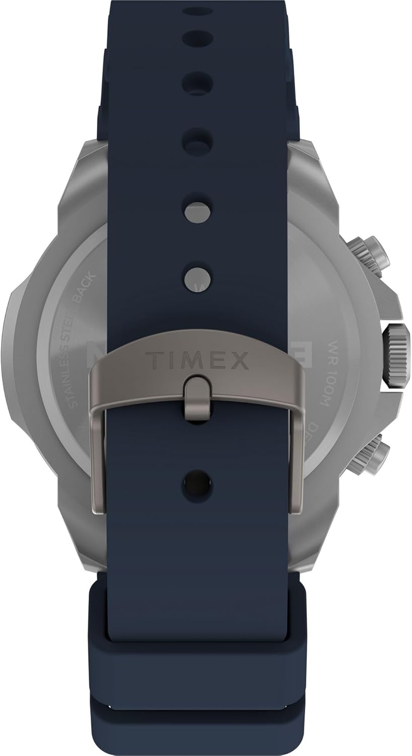 image:imageTimex Mens Expedition North Ridge 42mm Watch Black Strap Green Dial SilverTone CaseBlueIP SteelBlue