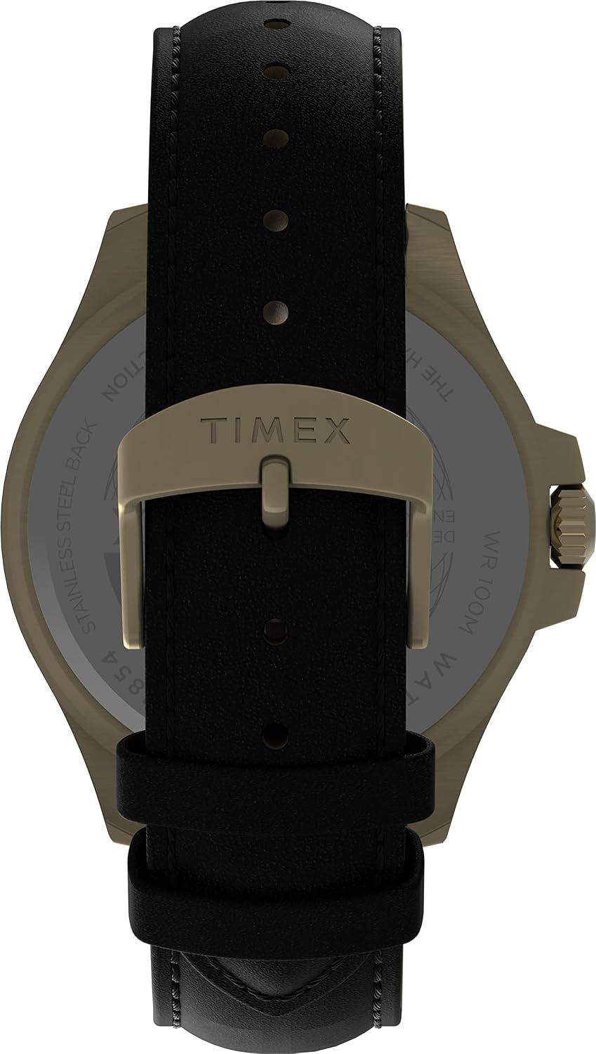 image:imageTimex Mens Harborside Coast 43mm Watch with SilverTone Case amp Stainless Steel BraceletBlackBlackGoldTone