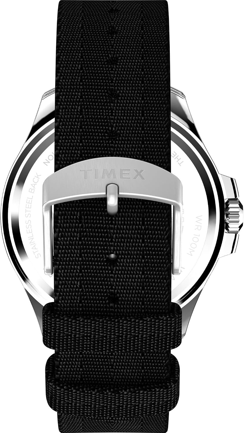 image:imageTimex Mens Harborside Coast 43mm Watch with SilverTone Case amp Stainless Steel BraceletBlackIP SteelBlack