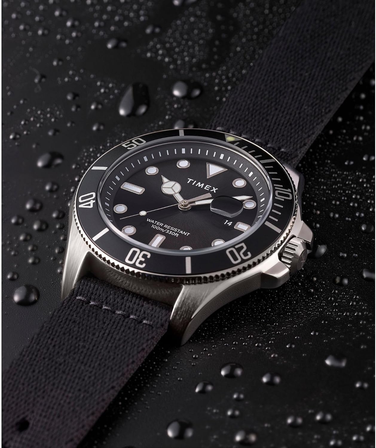 image:imageTimex Mens Harborside Coast 43mm Watch with SilverTone Case amp Stainless Steel BraceletBlackIP SteelBlack