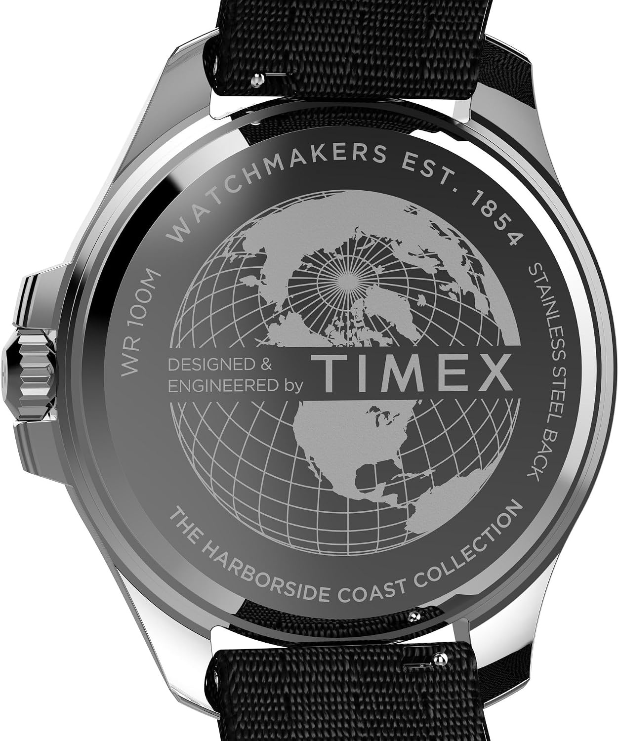 image:imageTimex Mens Harborside Coast 43mm Watch with SilverTone Case amp Stainless Steel BraceletBlackIP SteelBlack