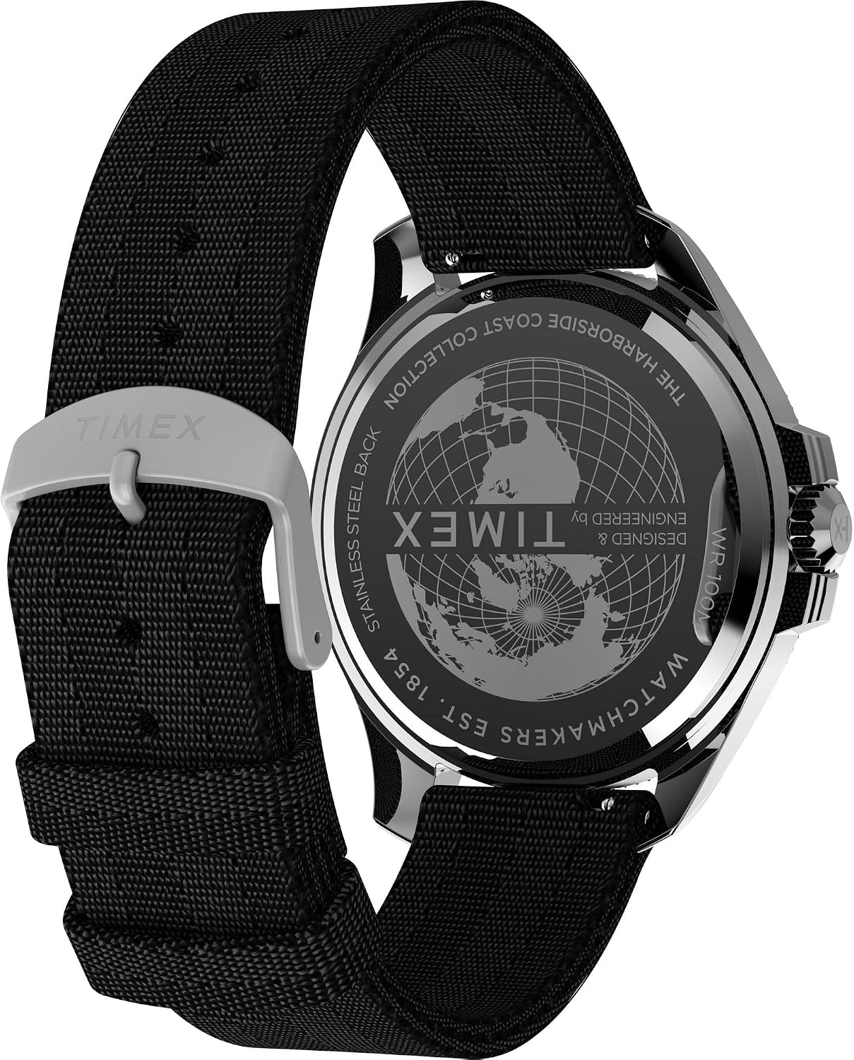 image:imageTimex Mens Harborside Coast 43mm Watch with SilverTone Case amp Stainless Steel BraceletBlackIP SteelBlack