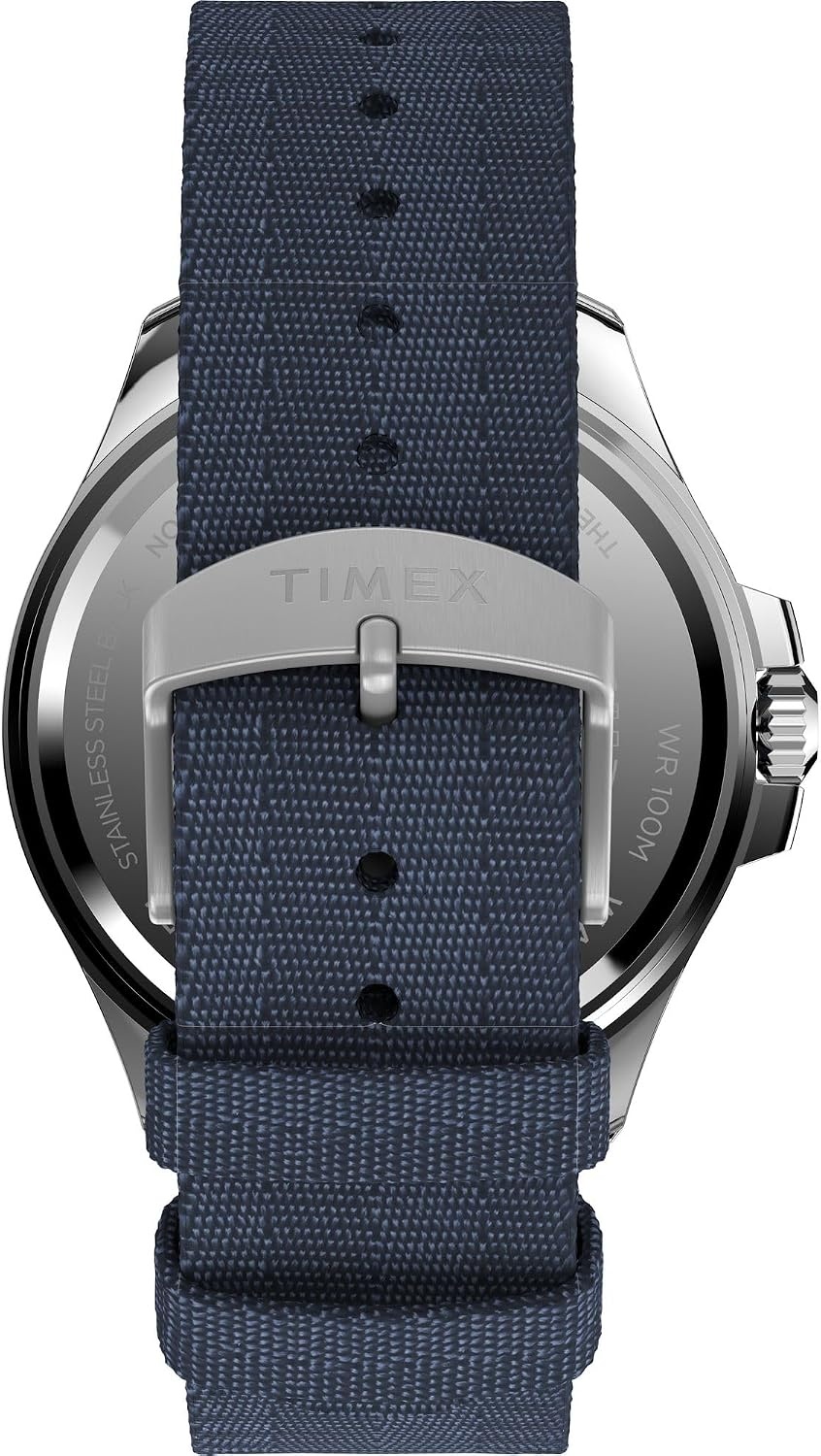 image:imageTimex Mens Harborside Coast 43mm Watch with SilverTone Case amp Stainless Steel BraceletBlueIP SteelBlue