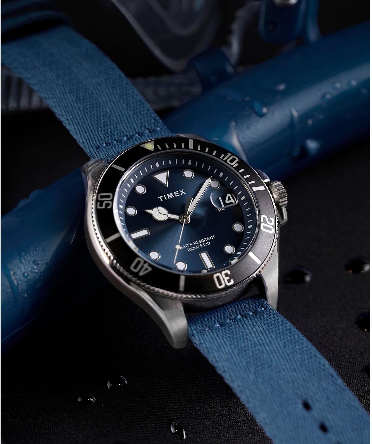 image:imageTimex Mens Harborside Coast 43mm Watch with SilverTone Case amp Stainless Steel BraceletBlueIP SteelBlue