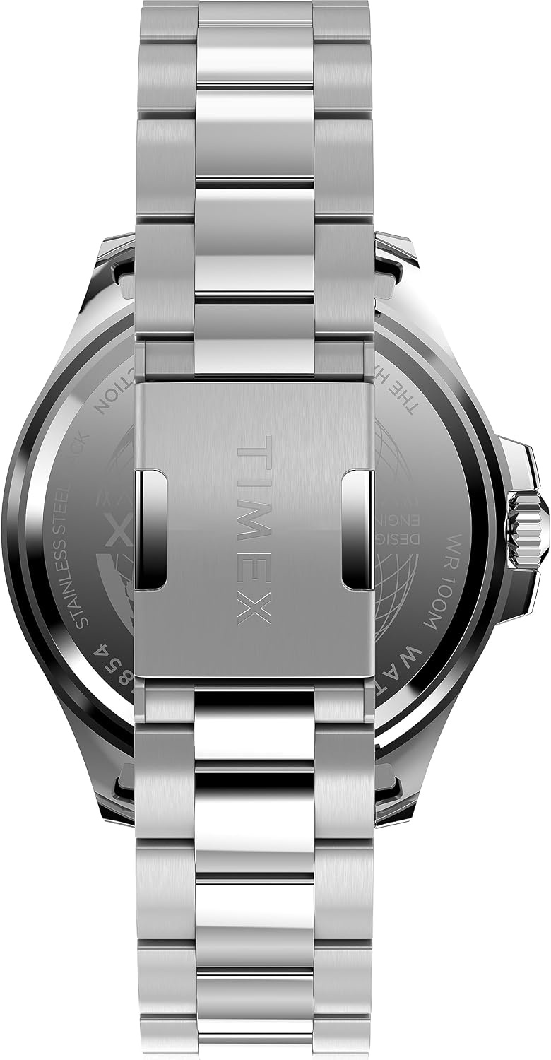 image:imageTimex Mens Harborside Coast 43mm Watch with SilverTone Case amp Stainless Steel BraceletStainless SteelTealSilverTone