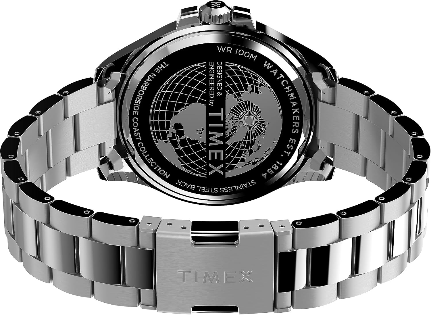 image:imageTimex Mens Harborside Coast 43mm Watch with SilverTone Case amp Stainless Steel BraceletStainless SteelTealSilverTone