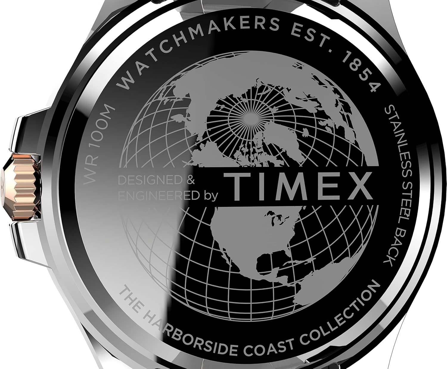 image:imageTimex Mens Harborside Coast 43mm Watch with SilverTone Case amp Stainless Steel BraceletTwoToneBlackTwoTone