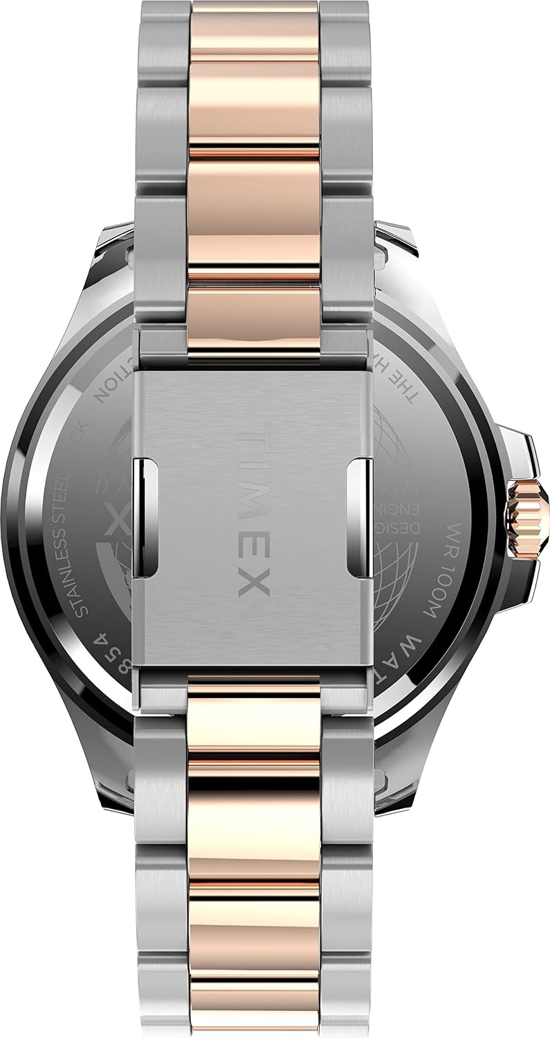 image:imageTimex Mens Harborside Coast 43mm Watch with SilverTone Case amp Stainless Steel BraceletTwoToneBlackTwoTone