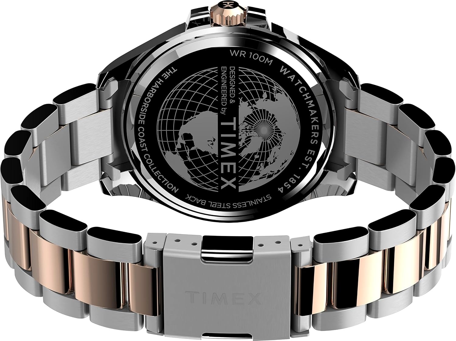 image:imageTimex Mens Harborside Coast 43mm Watch with SilverTone Case amp Stainless Steel BraceletTwoToneBlackTwoTone