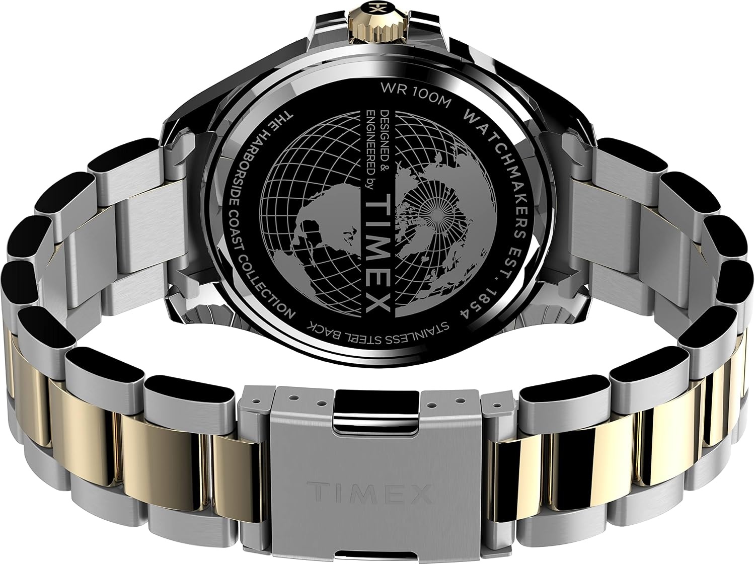 image:imageTimex Mens Harborside Coast 43mm Watch with SilverTone Case amp Stainless Steel BraceletTwoToneBlueTwoTone