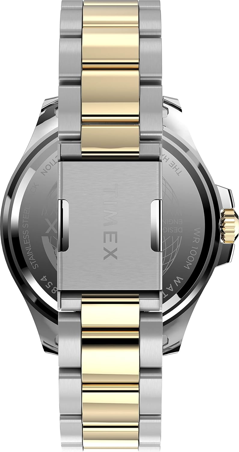 image:imageTimex Mens Harborside Coast 43mm Watch with SilverTone Case amp Stainless Steel BraceletTwoToneBlueTwoTone