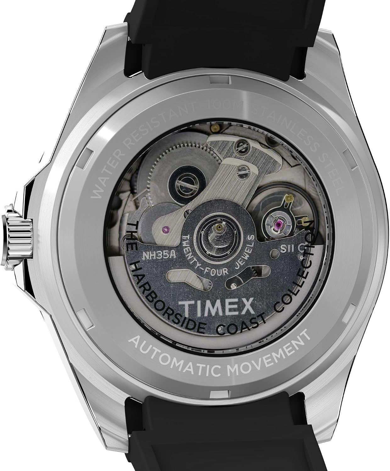 image:imageTimex Mens Harborside Coast Automatic 40mm WatchBlackSilverToneBlue