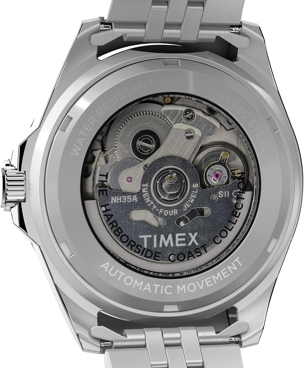 image:imageTimex Mens Harborside Coast Automatic 40mm WatchSilverToneSilverToneBlack