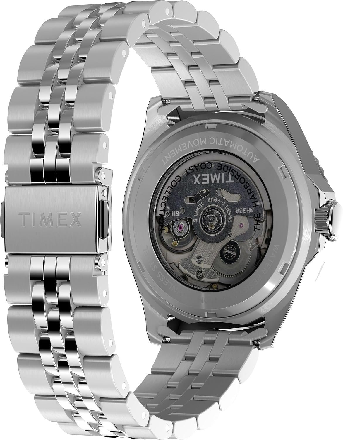 image:imageTimex Mens Harborside Coast Automatic 40mm WatchSilverToneSilverToneBlack