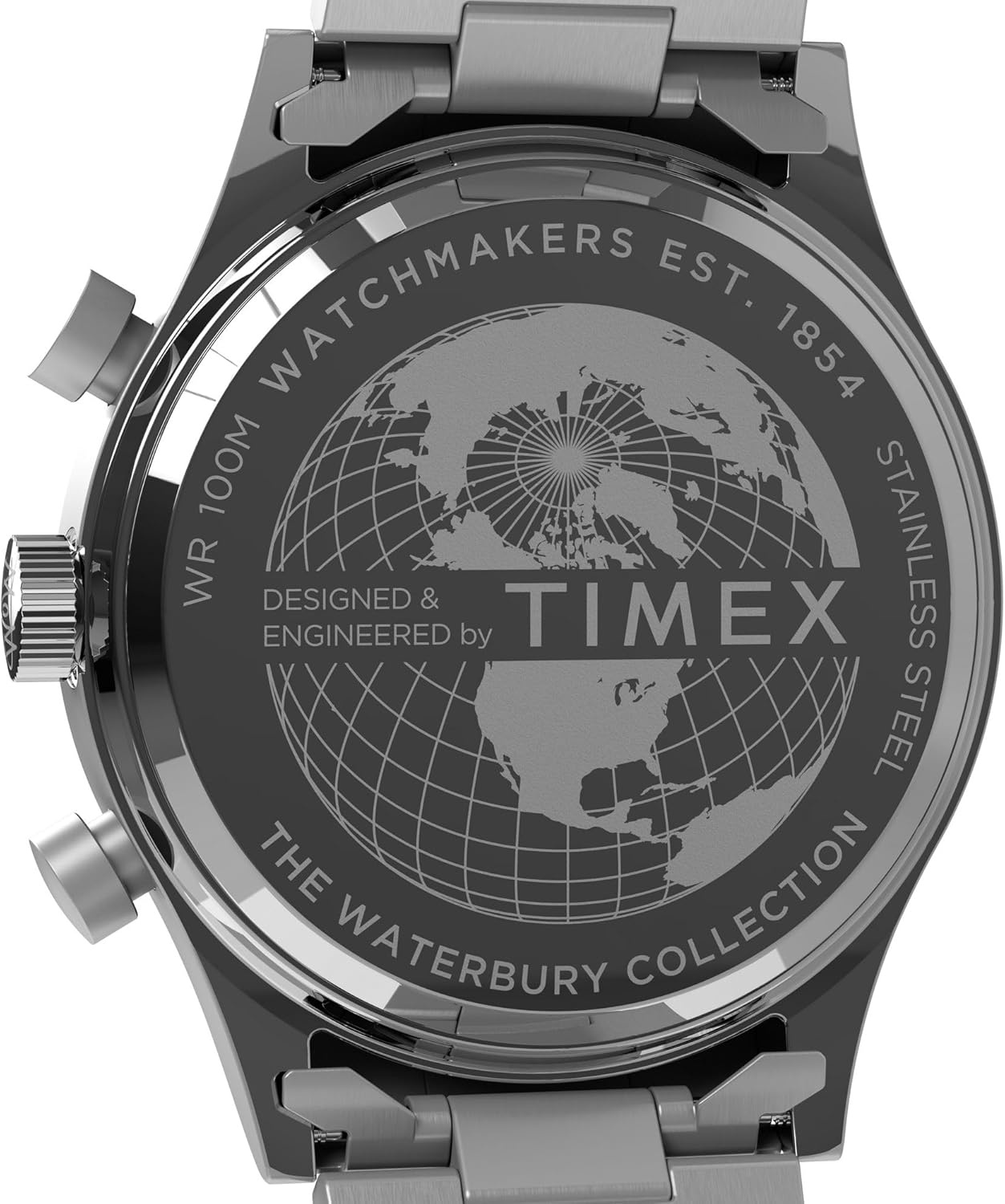 image:imageTimex Mens Waterbury Chronograph 42mm Watch Stainless Steel Bracelet Black Dial Stainless Steel CaseStainless Steel