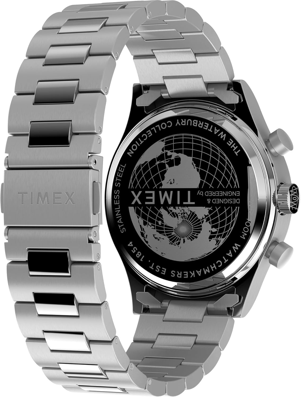 image:imageTimex Mens Waterbury Chronograph 42mm Watch Stainless Steel Bracelet Black Dial Stainless Steel CaseStainless Steel