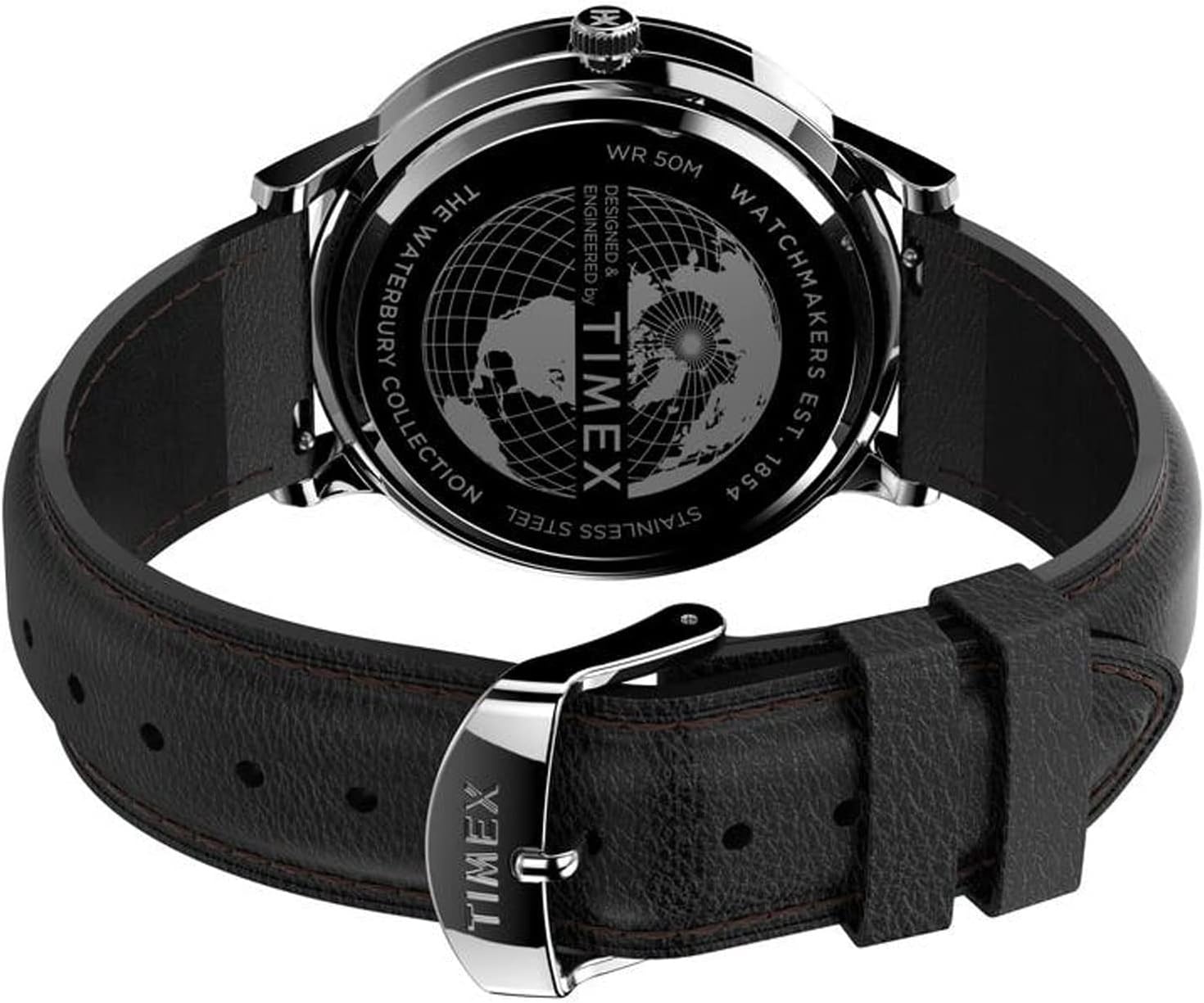 image:imageTimex Mens Waterbury Classic 40mm WatchBlackWhiteStainless Steel