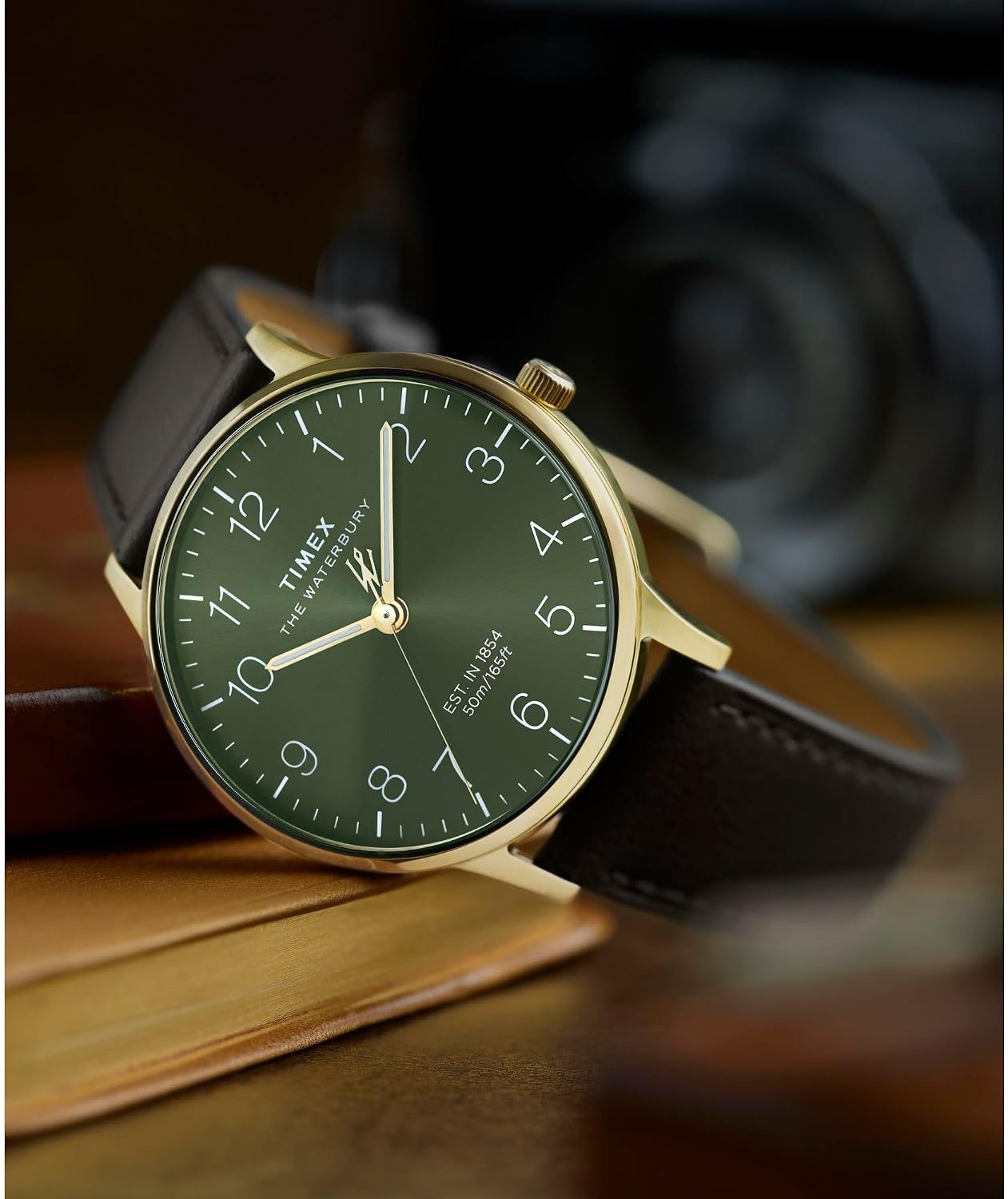 image:imageTimex Mens Waterbury Classic 40mm WatchBrownGoldToneGreen