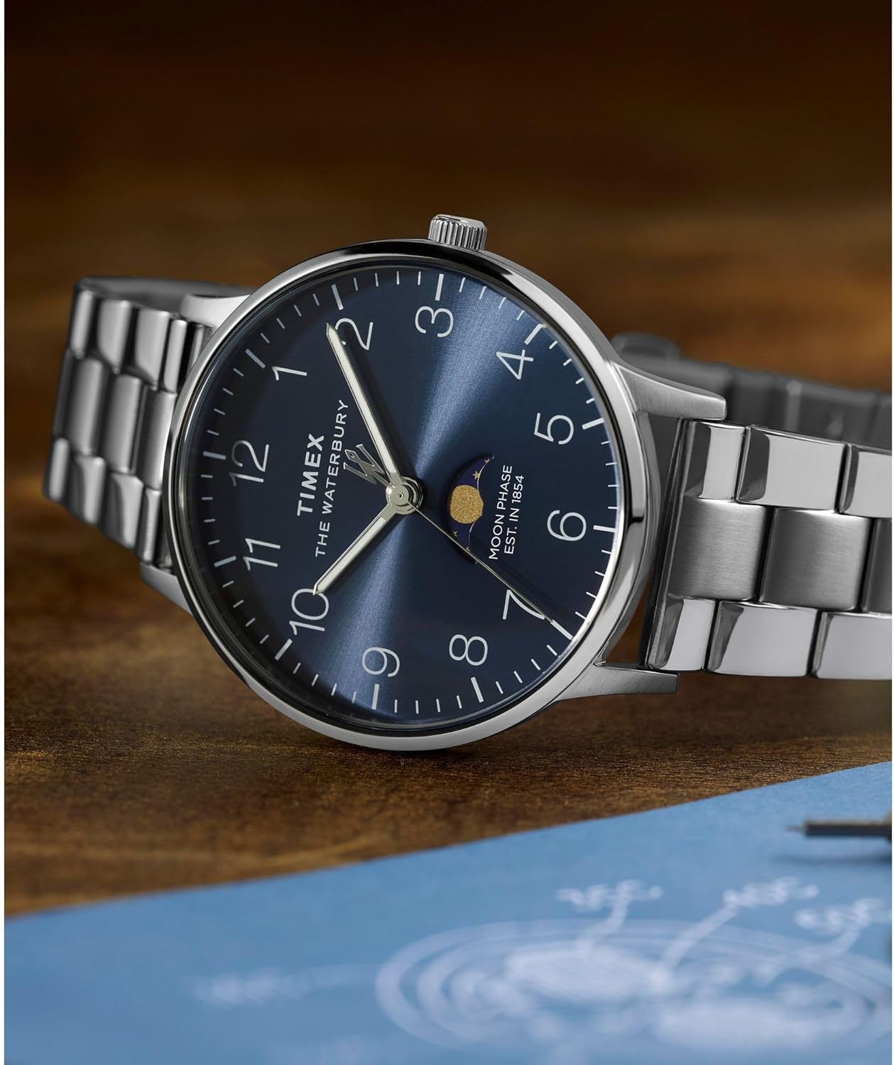 image:imageTimex Mens Waterbury Classic 40mm WatchStainless SteelStainless SteelBlue