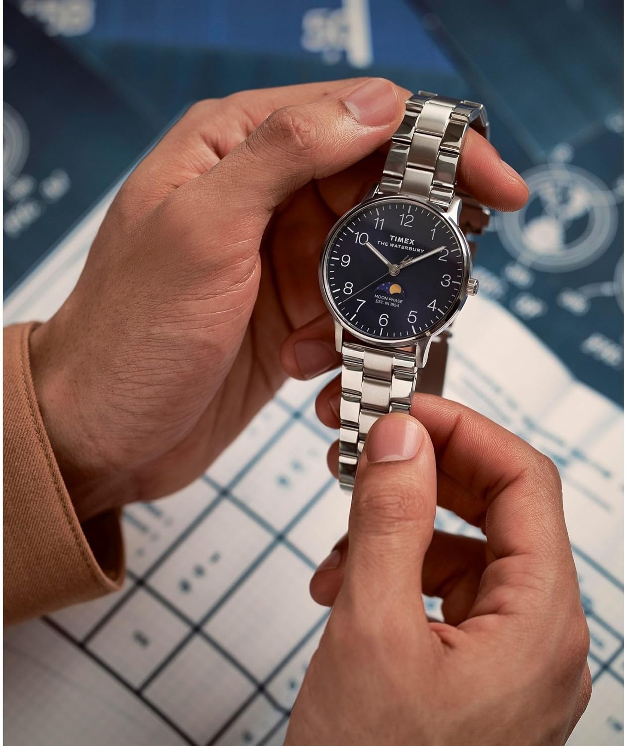 image:imageTimex Mens Waterbury Classic 40mm WatchStainless SteelStainless SteelBlue